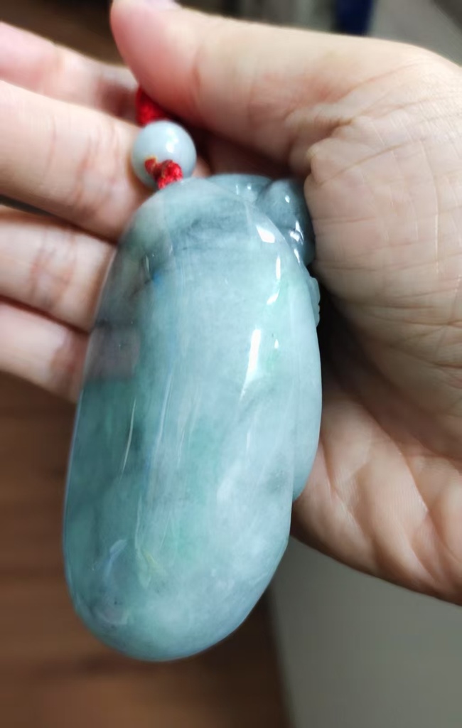 冰種烏雞料鍾馗小擺件／手把 #900