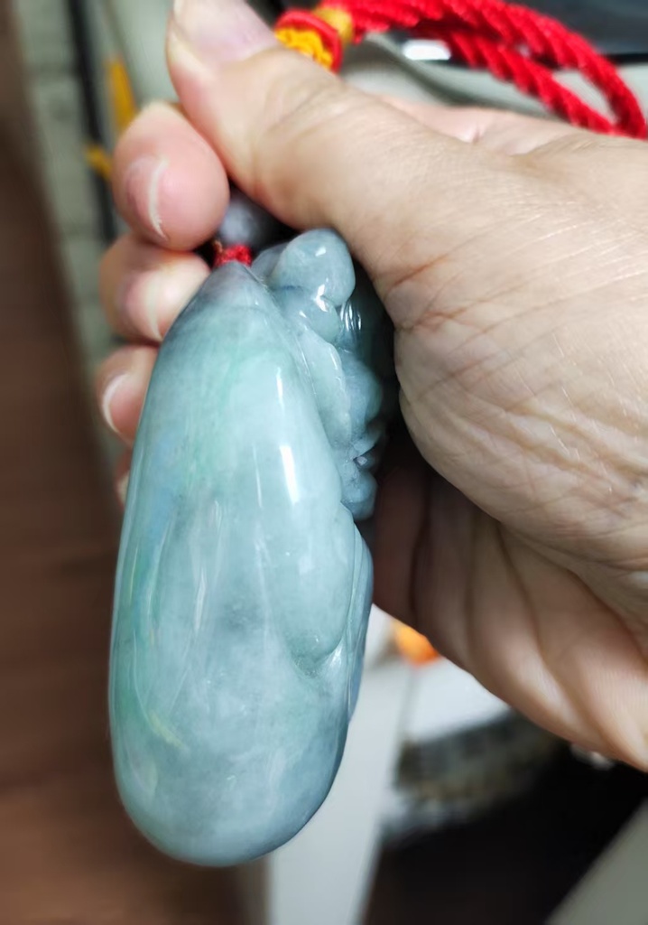 冰種烏雞料鍾馗小擺件／手把 #900