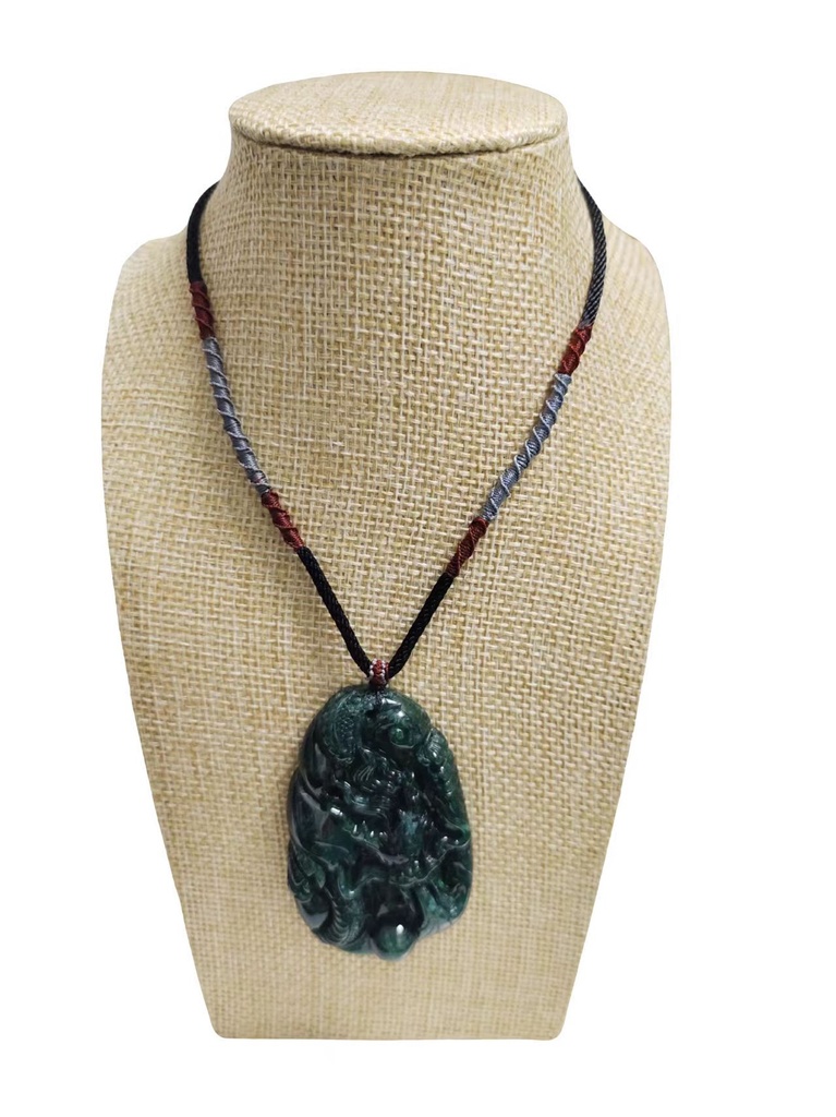 冰潤深藍水祥龍戲珠吊墜（含特色頸繩）#EDB100