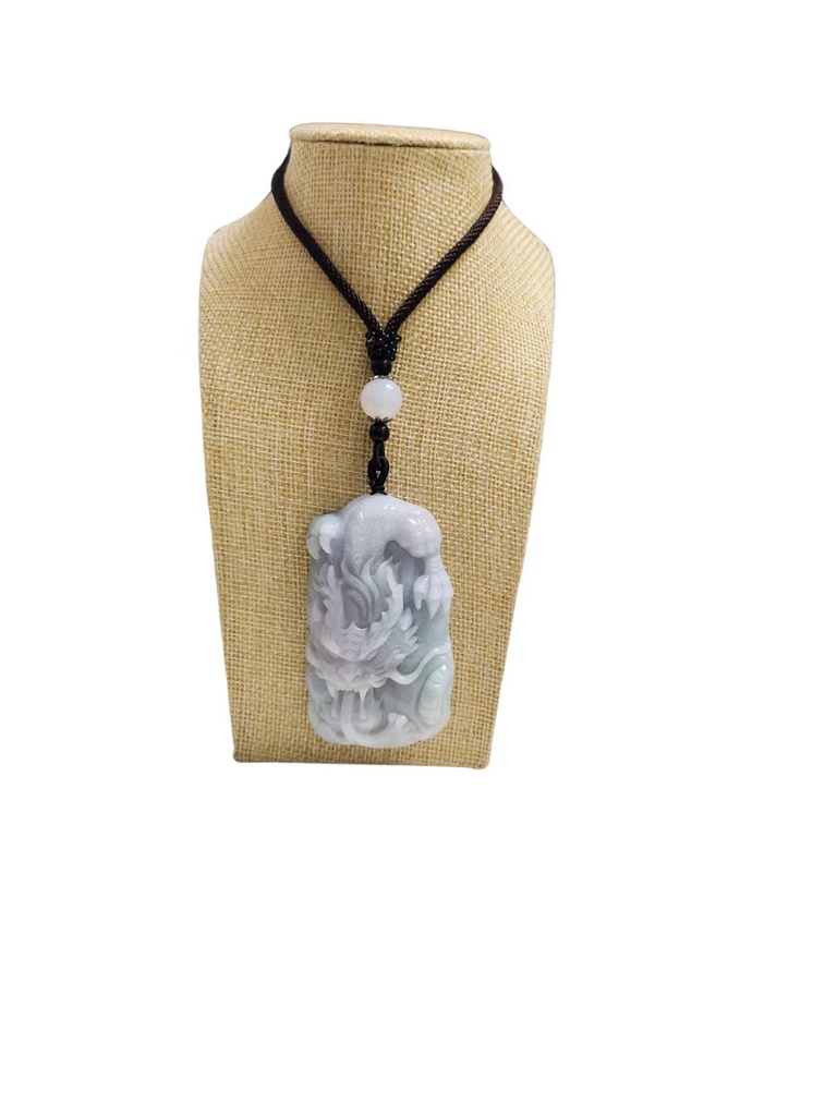 春彩紫帶綠霸氣龍牌吊墜（送特色頸繩）#EDB300 