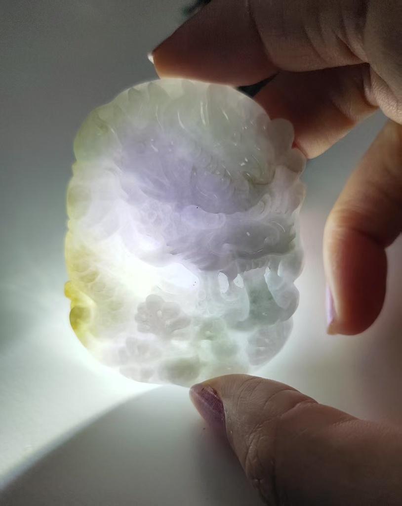 三彩福祿壽側面龍牌吊墜（送特色頸繩）#EDB400