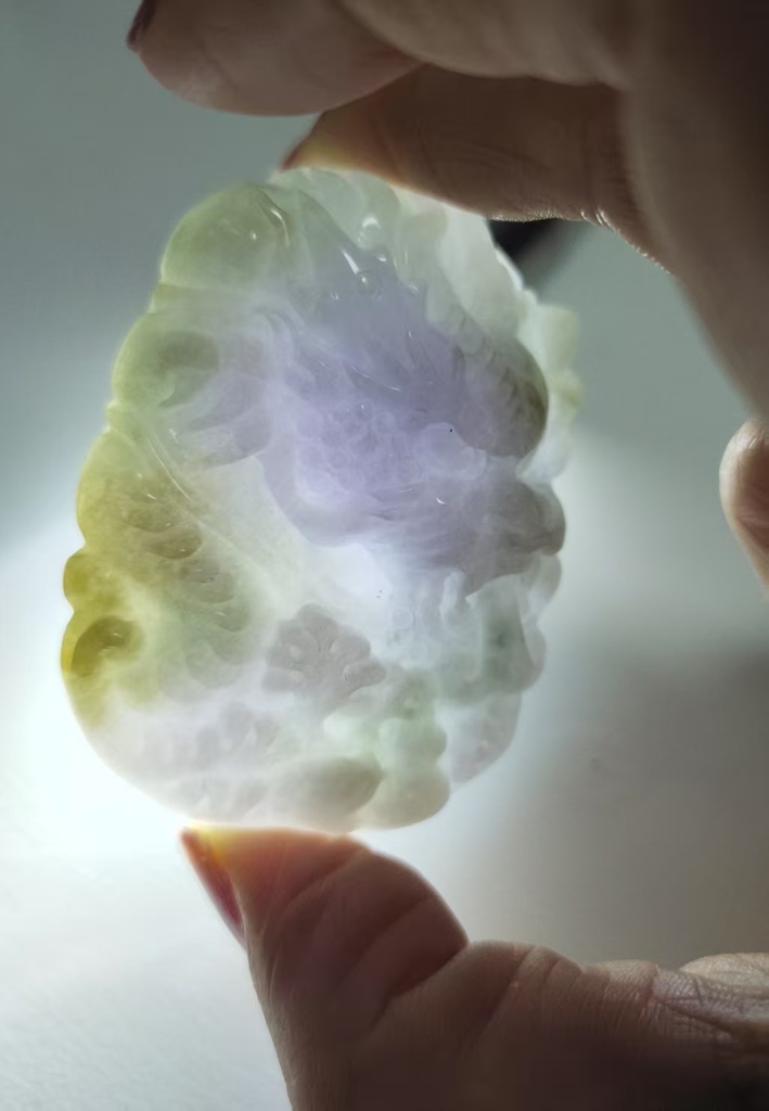 三彩福祿壽側面龍牌吊墜（送特色頸繩）#EDB400