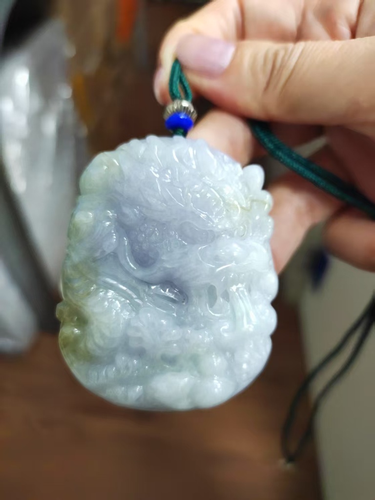 三彩福祿壽側面龍牌吊墜（送特色頸繩）#EDB400