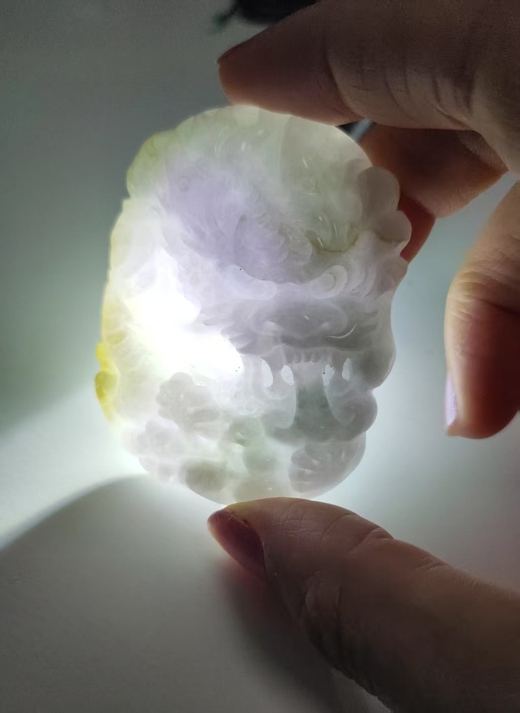 三彩福祿壽側面龍牌吊墜（送特色頸繩）#EDB400