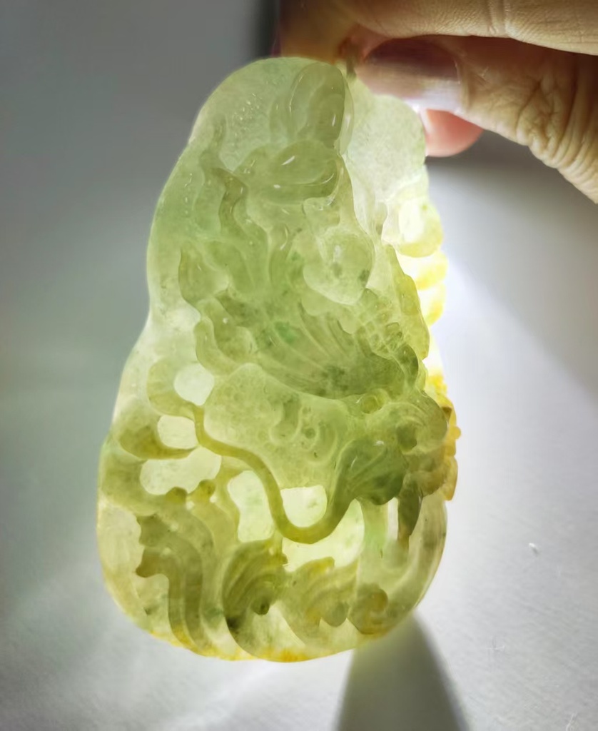 秋香色乘龍觀音吊墜（含頸繩）#EDB500