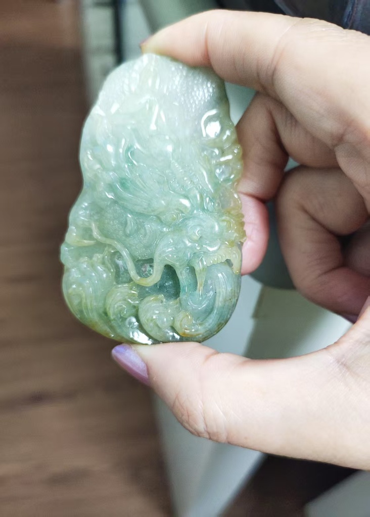 秋香色乘龍觀音吊墜（含頸繩）#EDB500