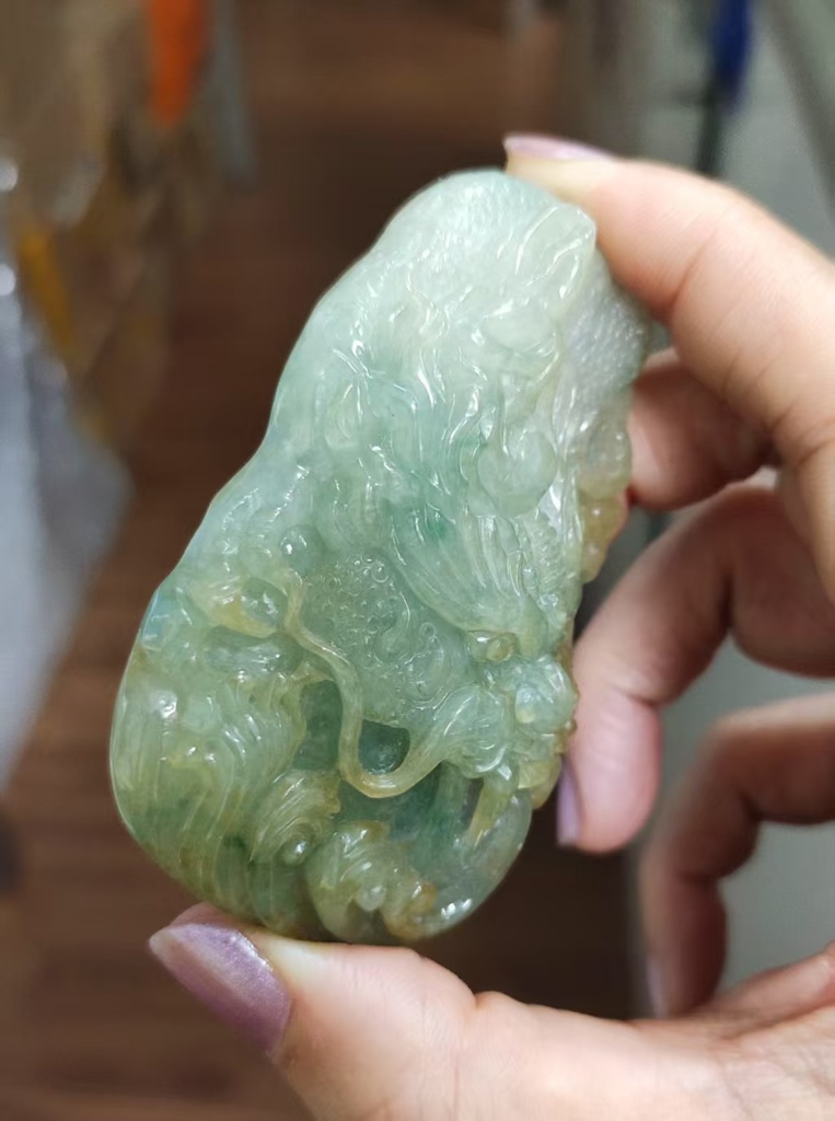 秋香色乘龍觀音吊墜（含頸繩）#EDB500