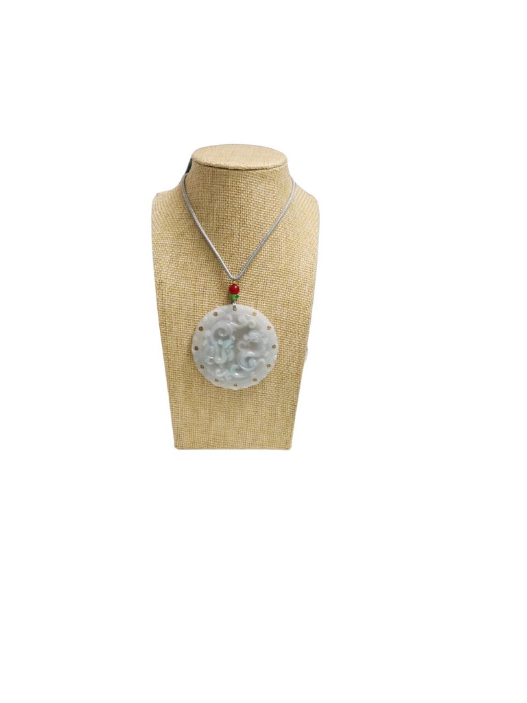 龍鳳呈祥圓牌吊墜（含頸繩）#EDB700