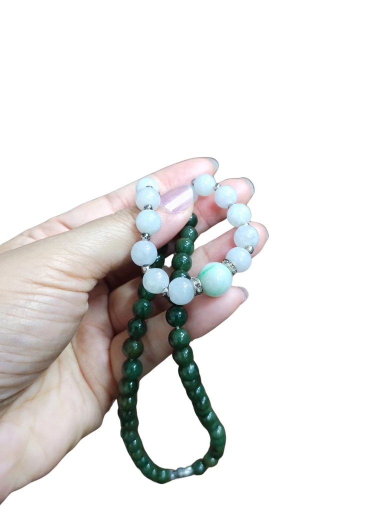 冰糯三色翡翠珠項鏈 #EDD100