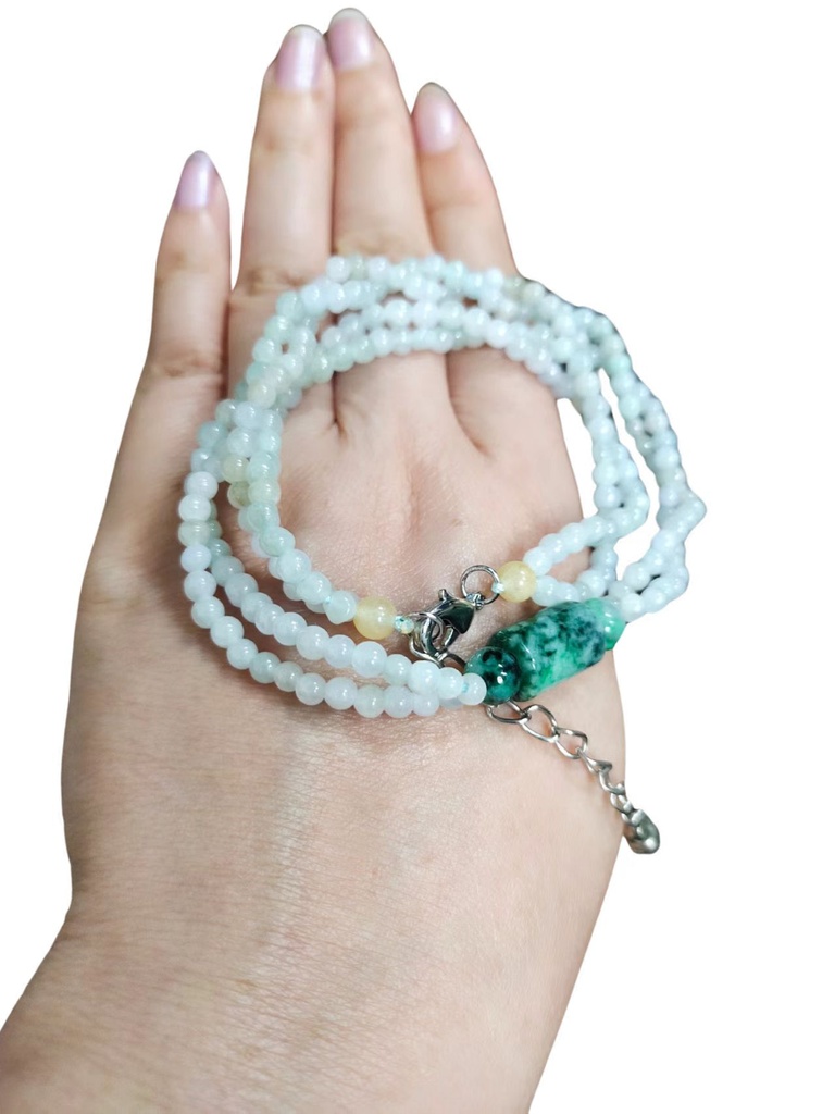 雙圈翡翠珠項鏈／手串（二合一設計）#EDD200