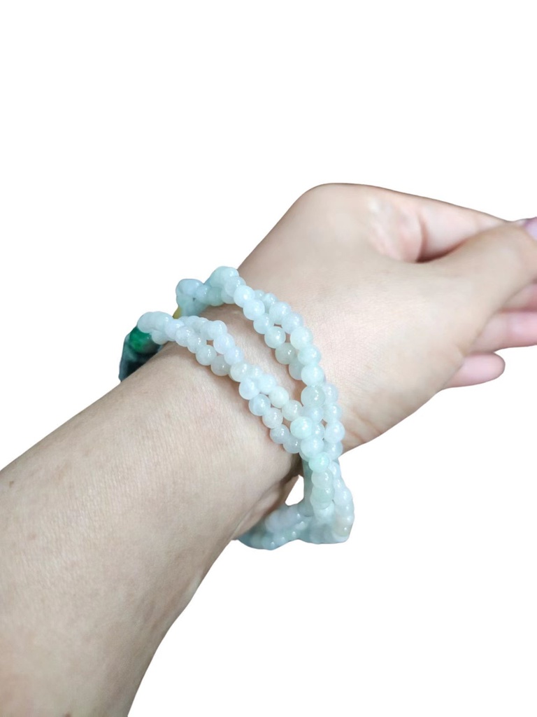 雙圈翡翠珠項鏈／手串（二合一設計）#EDD200