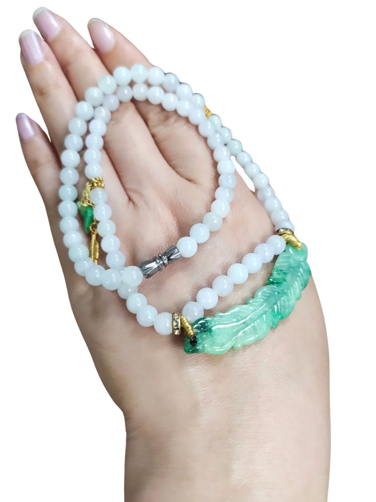 雙色「羽化登仙」翡翠珠項鏈 #EDD300