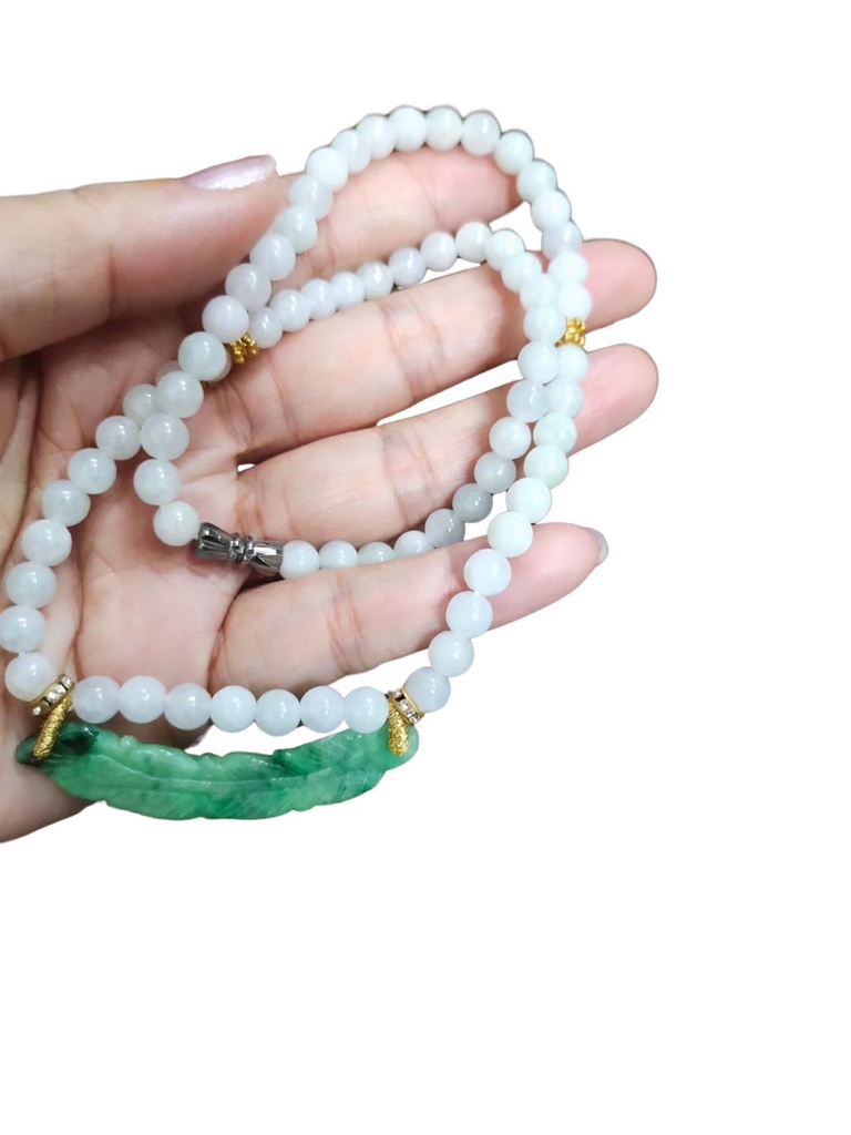 雙色「羽化登仙」翡翠珠項鏈 #EDD300