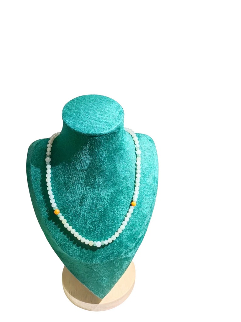 冰種起膠翡翠珠項鏈 #EDD400