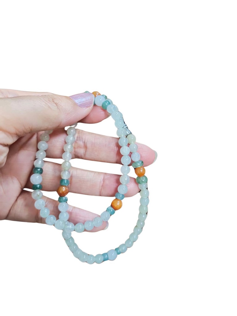 冰種起膠翡翠珠項鏈 #EDD400