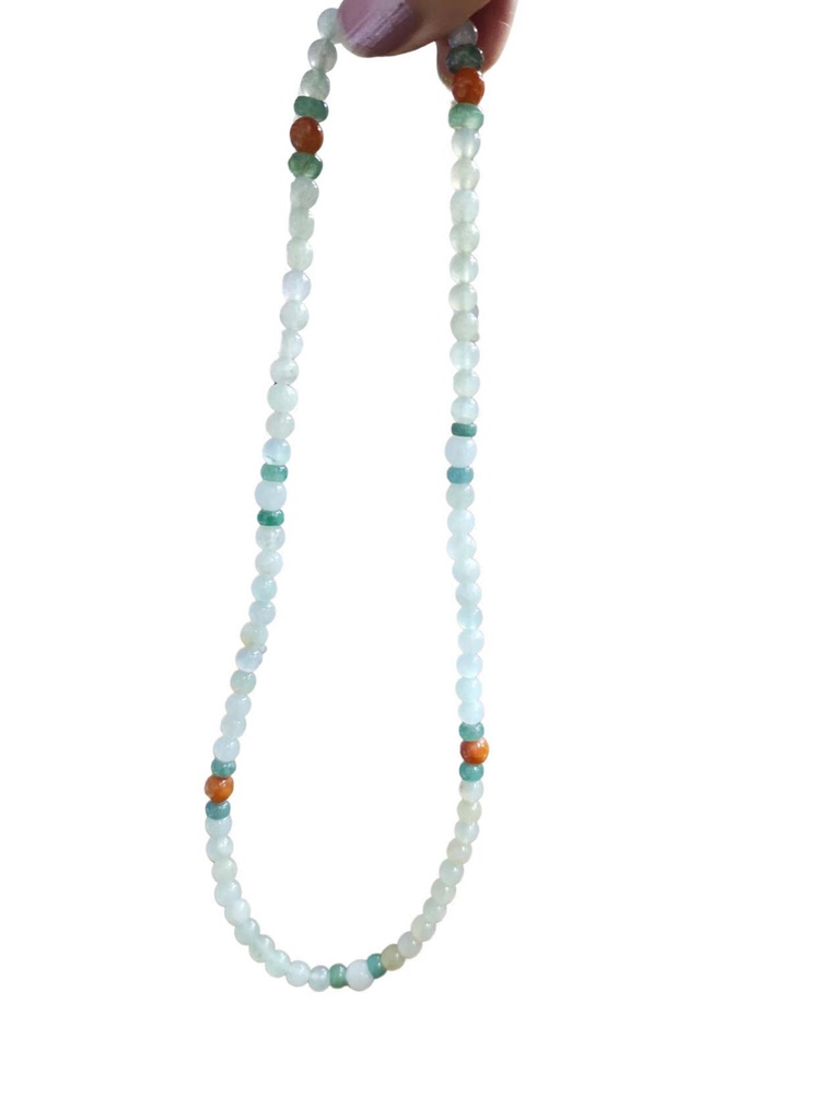 冰種起膠翡翠珠項鏈 #EDD400