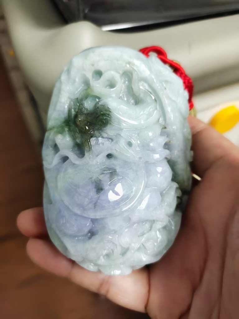 春彩濃紫帶綠祥龍如意龜小擺件/手把件 #100