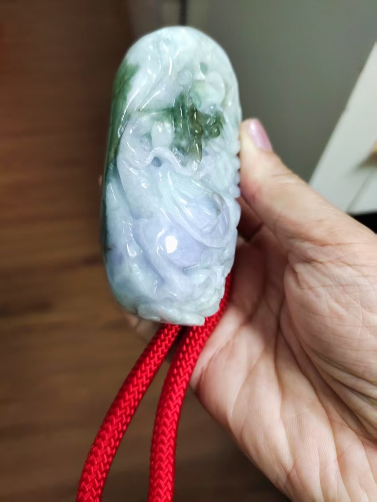 春彩濃紫帶綠祥龍如意龜小擺件/手把件 #100