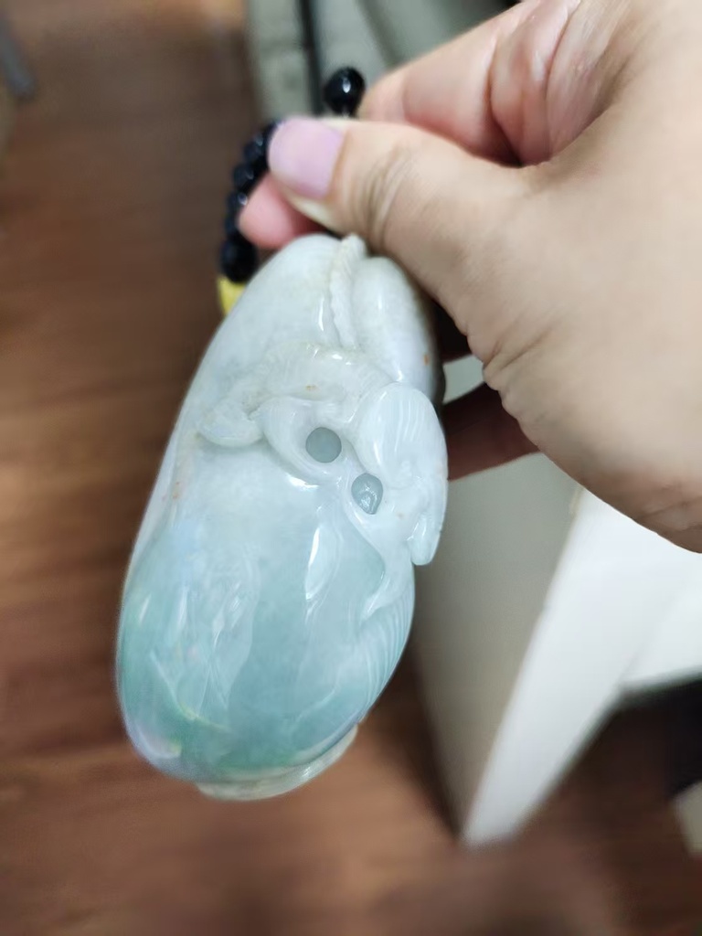 多彩特色黃加綠含灑金魚躍龍門小擺件/手把件 #200