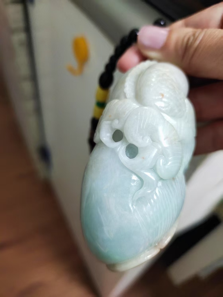 多彩特色黃加綠含灑金魚躍龍門小擺件/手把件 #200