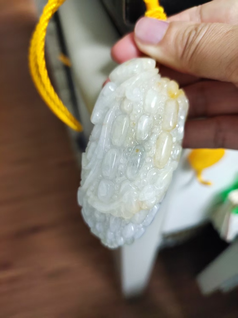 冰種黃翡苦瓜「苦盡甘來」小擺件/手把件 #400