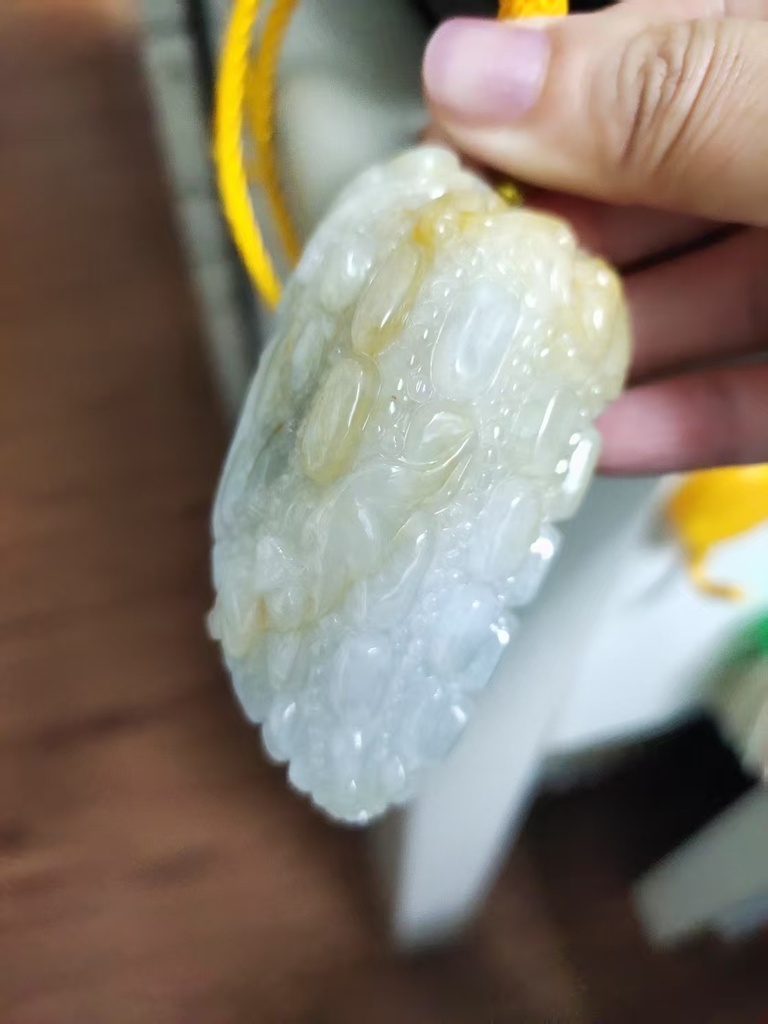 冰種黃翡苦瓜「苦盡甘來」小擺件/手把件 #400