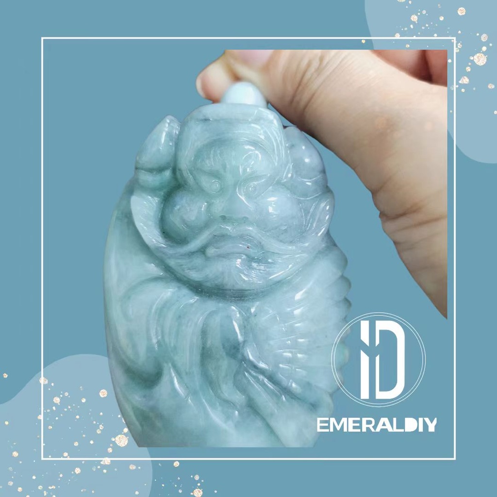 冰種烏雞料鍾馗小擺件／手把 #900