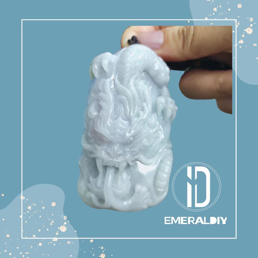 Myanmar Natural Grade-A Jadeite #EDB300 – Purple-Green “Commanding Dragon” Pendant (with cord)