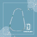 Natural Burmese Jadeite Long Necklace (#EDD600) with 108 icy translucent beads in white and green tones.