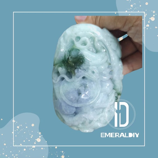 [100] 春彩濃紫帶綠祥龍如意龜小擺件/手把件 #100