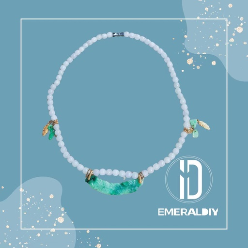 [EDD300] Myanmar Natural Grade-A Jadeite #EDD300 – “Ascend Like a Feather” Dual-Tone Necklace Freedom and Elegance in Motion